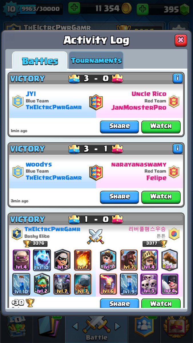 DashElectrical's tweet image. Hey, I made this decent deck and won 3 times in a row!!! I won 1 time in 1V1 battle and 2 times in 2V2 battle!!! :)