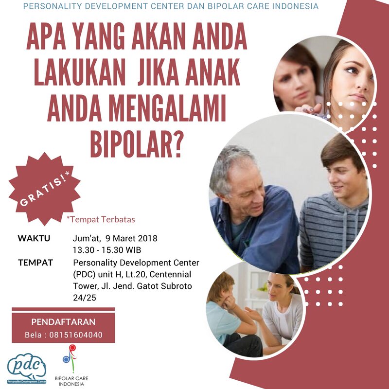 BipolarCareInd's tweet photo. Psikoedukasi 9 Maret 2018 #psikoedukasi #bipolar #indonesia https://t.co/8ANupB5roR