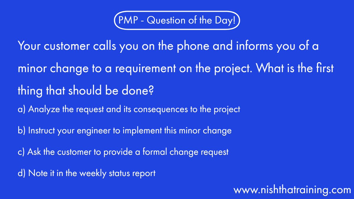 nisthatraining's tweet photo. #PMP #Exam #Sample #Question #Day8 https://t.co/0GE19niXPz