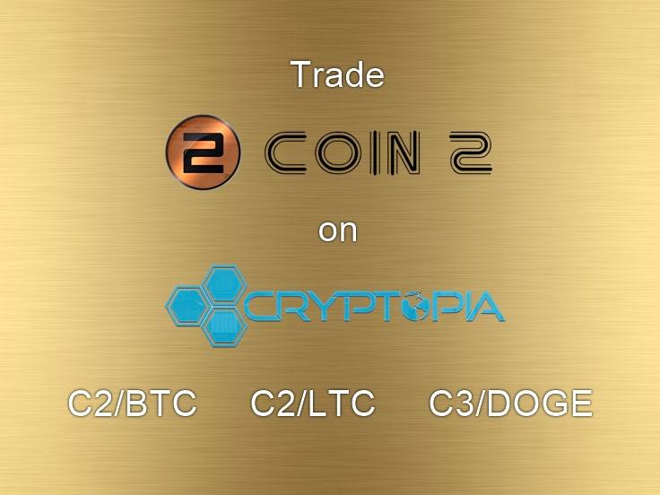 CryptoCoin2's tweet photo. You can trade Coin 2 on @Cryptopia_NZ Exchange
https://t.co/6rvPfKTlx6
https://t.co/ZFFVoz8sDD
https://t.co/IENpG0GvnH https://t.co/ISqdI4ukxd