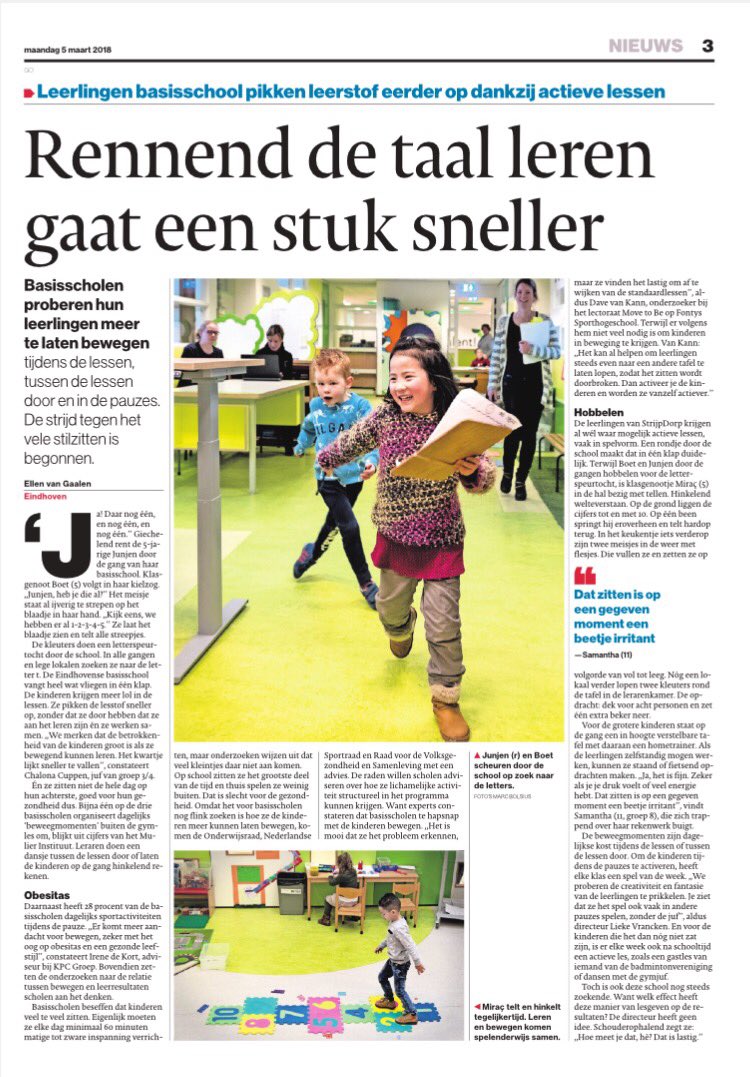 Sport en bewegen op basisscholen neemt toe! #Sport als #middel #beweegmomenten!