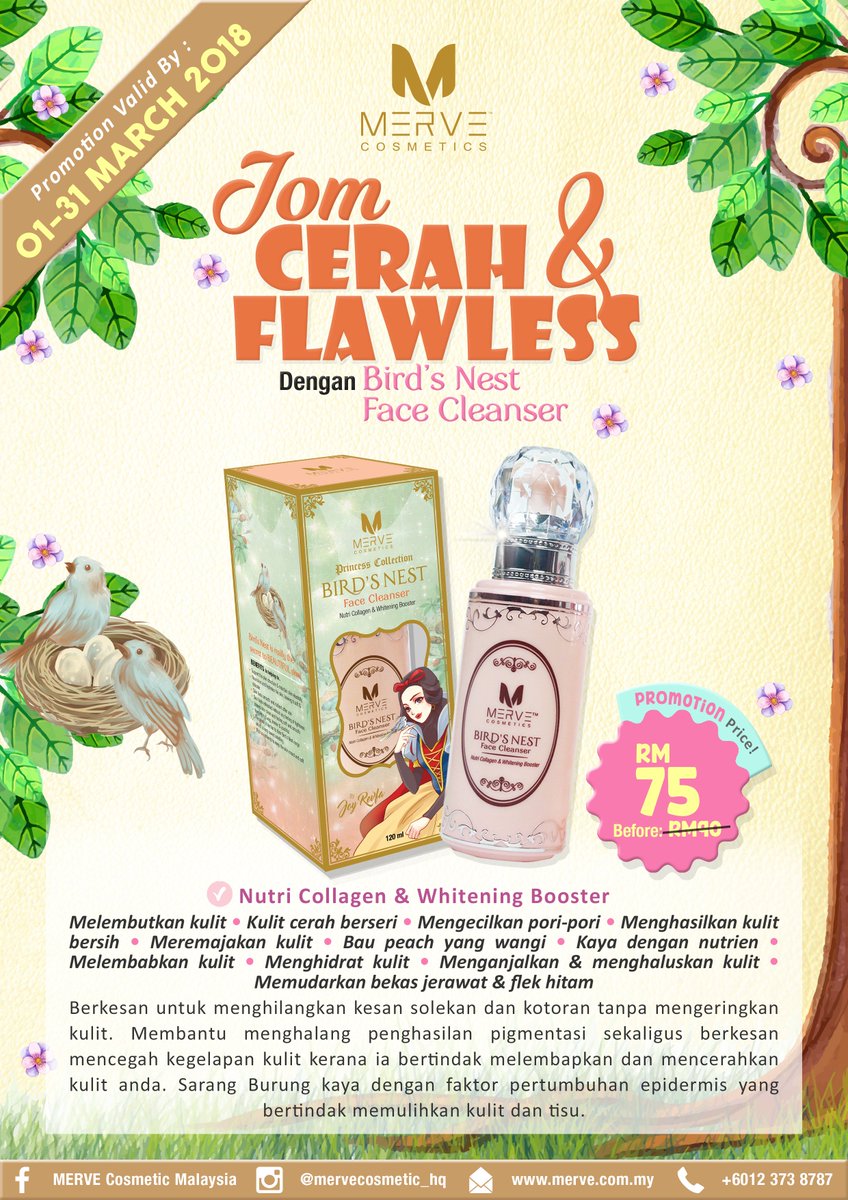mervecosmetic's tweet photo. https://t.co/nBcDqOsT6P
.
PROMO M A R C H 😍😍😍
.
#MERVEMonthlyPromo
#GorgeousJuice
#BirdsNestFaceCleanser
#MERVECosmetics
#CantikBukanLagiFantasi
.
Sila whatsapp segera di link berikut : https://t.co/yXkqWWfLfa atau hubungi kami di +60123738787Translate from Indon https://t.co/pE9TuxHEOy