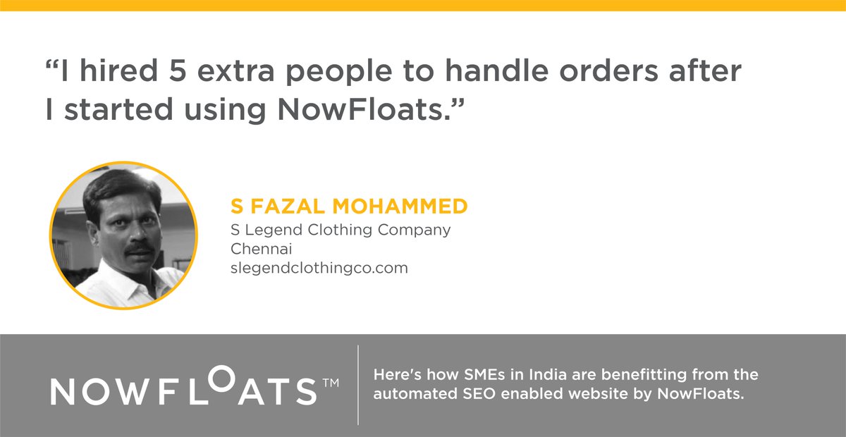 NowFloats's tweet photo. #NFCustomer S Fazal says, "I took a multi-year subscription because it was cheaper and I recovered my investment in no time."
#OnlineDiscovery #AutoSEO #BusinessWebsite #NowFloats
Read his success story here: https://t.co/1aIIbAnUiH https://t.co/OkFz5UH3Js