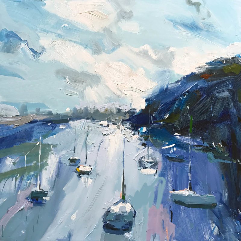 RClaremont's tweet photo. “Sydney From Cremorne Point”, by #painting the the water vertically, I challenge the eye to find a new path through the #landscape. https://t.co/4klFtMdtiB #sydney #cremornepoint #inspiration #mystudiodoor #artteacher https://t.co/9kV8nlvcFQ