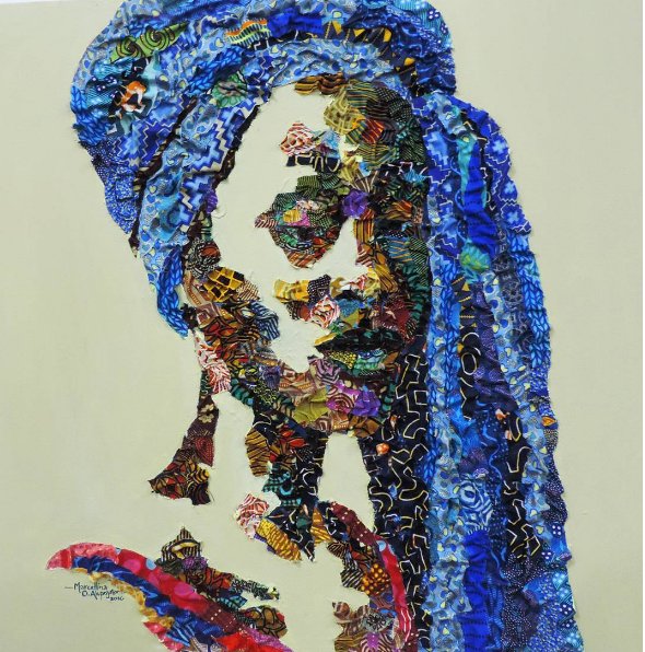 womensart_2's tweet photo. Marcellina Oseghale Akpojotor, artist who combines tiny pieces of ankara fabric to create portraits of Nigerian women #womensart https://t.co/j5rsSmOzGO