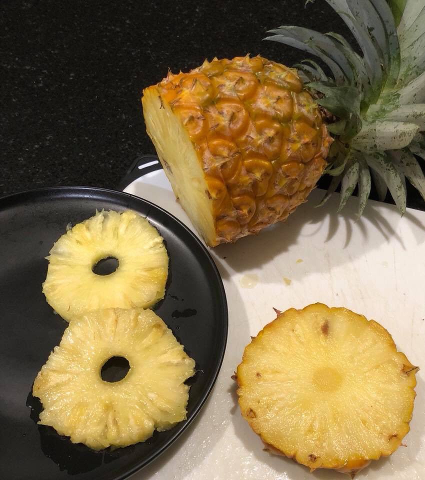 ang13is's tweet image. Ham steaks with my homegrown pineapple on top, pink eyed spuds, peas &amp;amp; corn &amp;amp; char grilled broccolini. #hamsteaks #pineapple #pinkeyepotatoes  #veggies #homemade #homegrown #gardens #gardening #delicious #food #foodie #foodporn #foodblog #foodblogger #fresh #fruit #delicious