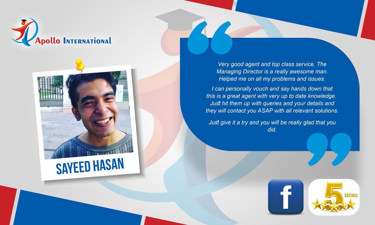 apollointl's tweet photo. Thank you Sayeed Hasan for your valuable feedback, We wish you all the success in your future.

Need help !! Talk to our expert today.

Our Sydney Office: Level 1, 105 Railway Street, Rockdale, NSW 2216
P: 02 7922 3848
M: 0451 167 017
E: apply@apollointl.com.au https://t.co/TOFgMa8MGn