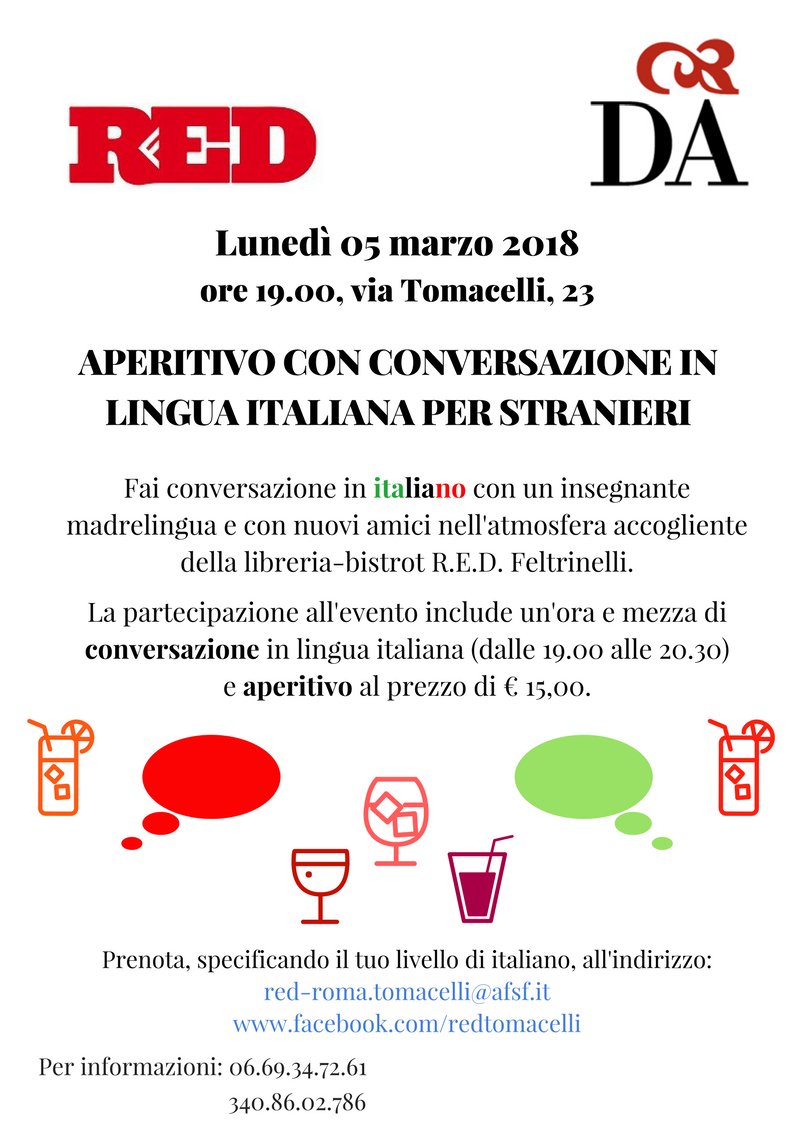 scuoleditaliano's tweet photo. #italianaperitif #italianconversation #joinus  #speakitalian #learnitalian #studyitalian #Rome #Feltrinelli #iostudioalladante https://t.co/9AdDlPTXOG