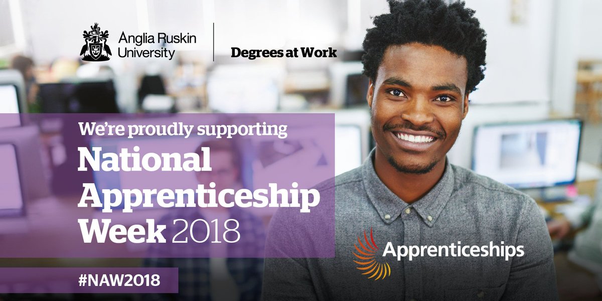 degreesatwork's tweet image. We're celebrating @Apprenticeships #NAW2018! Find out this week how #apprenticeships are benefitting people, businesses, communities and our economy. Check out @AngliaRuskin innovative #DegreeApprenticeships here aru.li/2irwB58