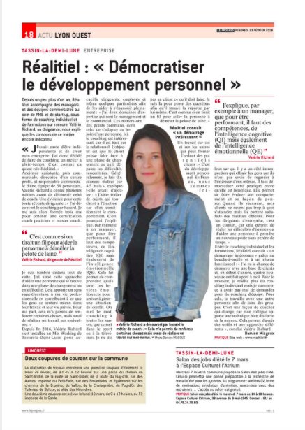 realitiel's tweet photo. Merci au Progrès de l'ouest lyonnais pour son article sur Réalitiel et le métier de coach. https://t.co/xlttJzztkG