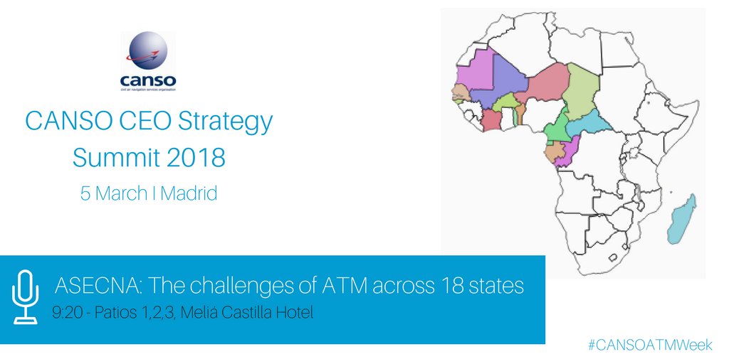 CANSOevents's tweet photo. Louis Bakeinon, Director of Operations, ASECNA, explores the #singleAfricansky concept, and offers insight into ASECNA's strategic, investment and operational planning frameworks and governance arrangements at the #CANSO CEO Strategy Summit #CANSOATMWeek https://t.co/rOcUoi2P3d https://t.co/CXZcbnNoSD