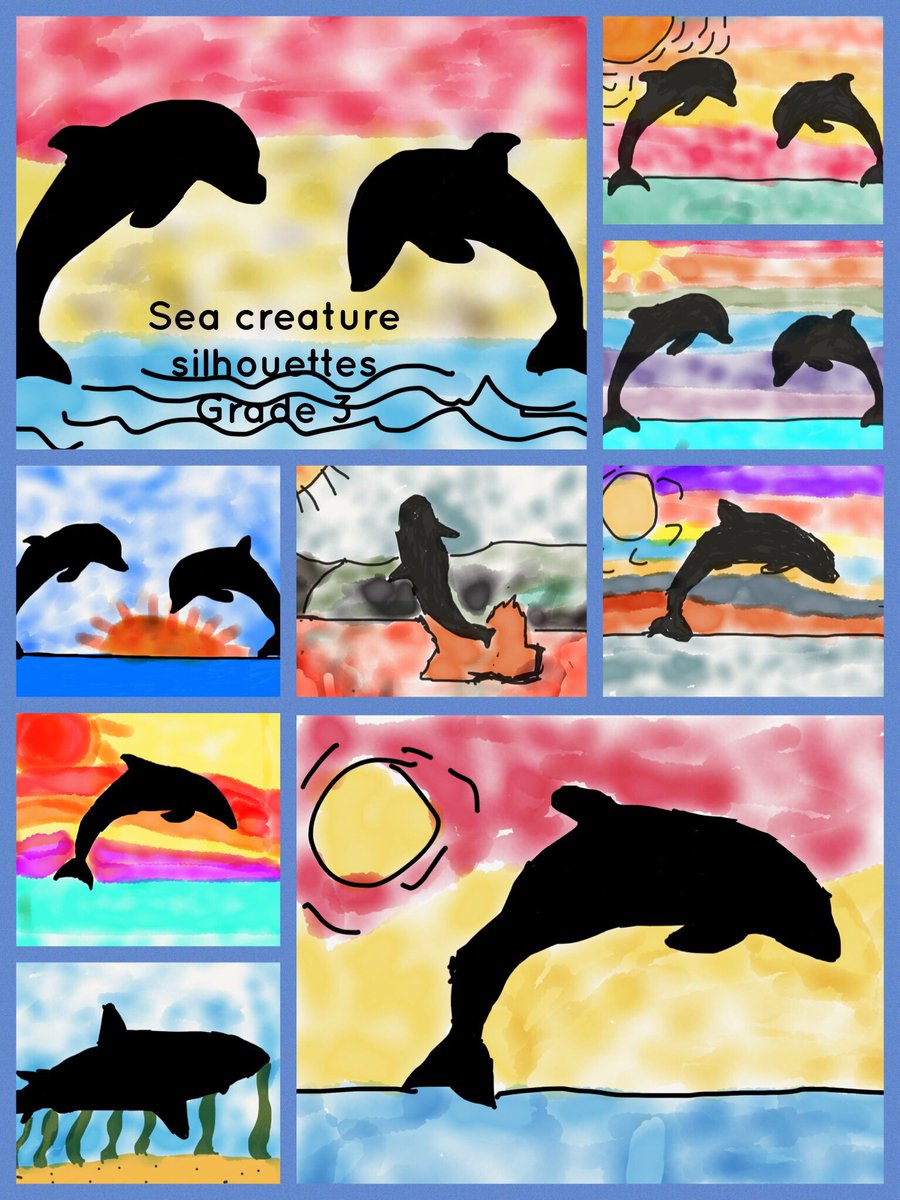 RubyPerks's tweet image. Grade 3 sea creature silhouette @ParklandsTweet