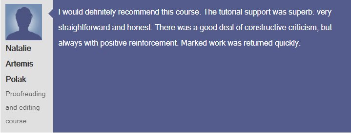CollegeMediaPub's tweet photo. "I would definitely recommend this course". You can read plenty more reviews from our satisfied #proofreading and #editing #course learners, here: https://t.co/9ix2JrMYew #learnonline #reviews #onlineCollege #LearnProofreading https://t.co/GDNQphu1T3