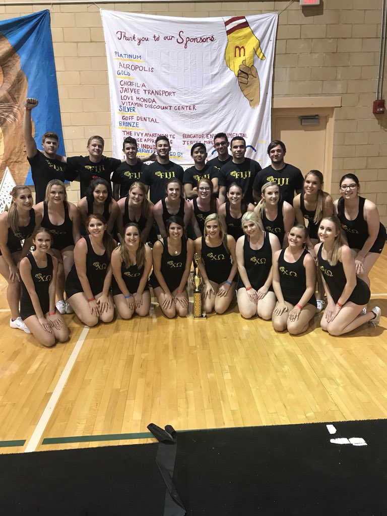 USFPhiGam's tweet photo. (cheer) tossing it up with the lovely ladies of @USF_ChiOmega! Together we took home 3rd place overall at @adpiusf annual Cheer Toss - thank you for hosting a great philanthropy as usual! https://t.co/j0LUIZ7W9C