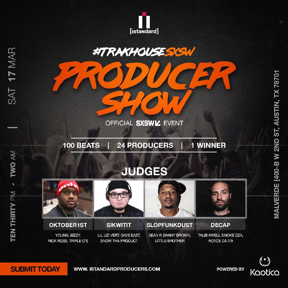 emceereach's tweet photo. Headed to Austin next week to compete in @istandard's producer show. #trakhousesxsw #SXSW #Buttonpush https://t.co/Tnq1mWyvic