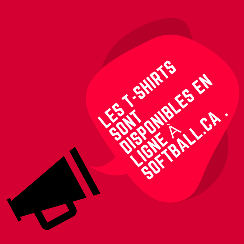 Les t-shirts sont disponibles en ligne à softball.ca ow.ly/8rf730iL2Dz