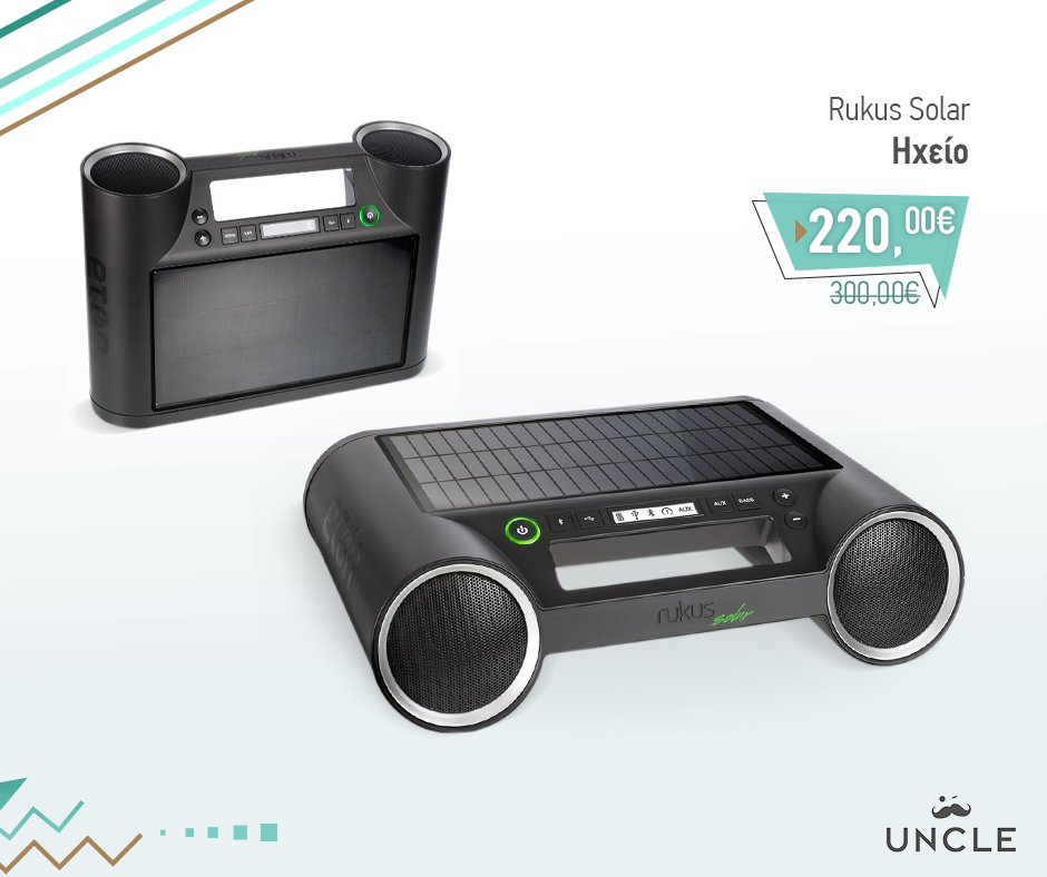 uncle_gr's tweet photo. 🎶 Φορητό ηχείο #Rukus Solar με χειρολαβή για εύκολη μεταφορά!  
 📍 Δυνατότητα σύνδεσης μέσω smartphone, tablet, laptop και PC για περισσότερη μουσική!
 ➜ Πρόλαβέ το τώρα -80€: https://t.co/IrIcLolZaE https://t.co/beWJFYPztY