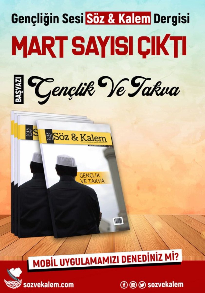 Sözün Kalemle Aktarıldığı; 

#SözVeKalemDergisiMartSayısıÇıktı

<a href="/sozvekalem/">Söz&Kalem Dergisi</a>