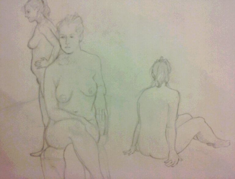 Good morning from 
<a href="/mcrartstudios/">manchesterartstudios</a> #manchestersnewhomeforlifedrawing we're looking forward to another great life drawing session tonight <a href="/Z_arts_mcr/">Z-arts</a> with <a href="/antonyclarkson/">antony clarkson</a> so to get us in the mood here's a great 'triple drawing' by one of our students from last weeks session.