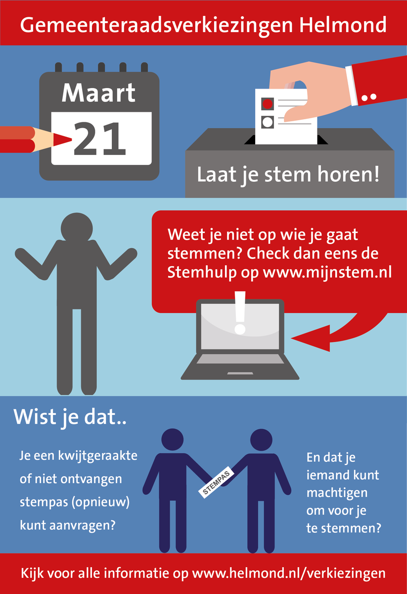 gemeenteHelmond's tweet image. De #stempassen zijn verstuurd! Heb je nog geen stempas(sen) ontvangen of ben je een stempas kwijt? Dan kun je tot 16 maart digitaal of schriftelijk een (nieuwe) stempas aanvragen. Meer informatie vind je op helmond.nl/verkiezingen. #gemeenteraadsverkiezingen2018