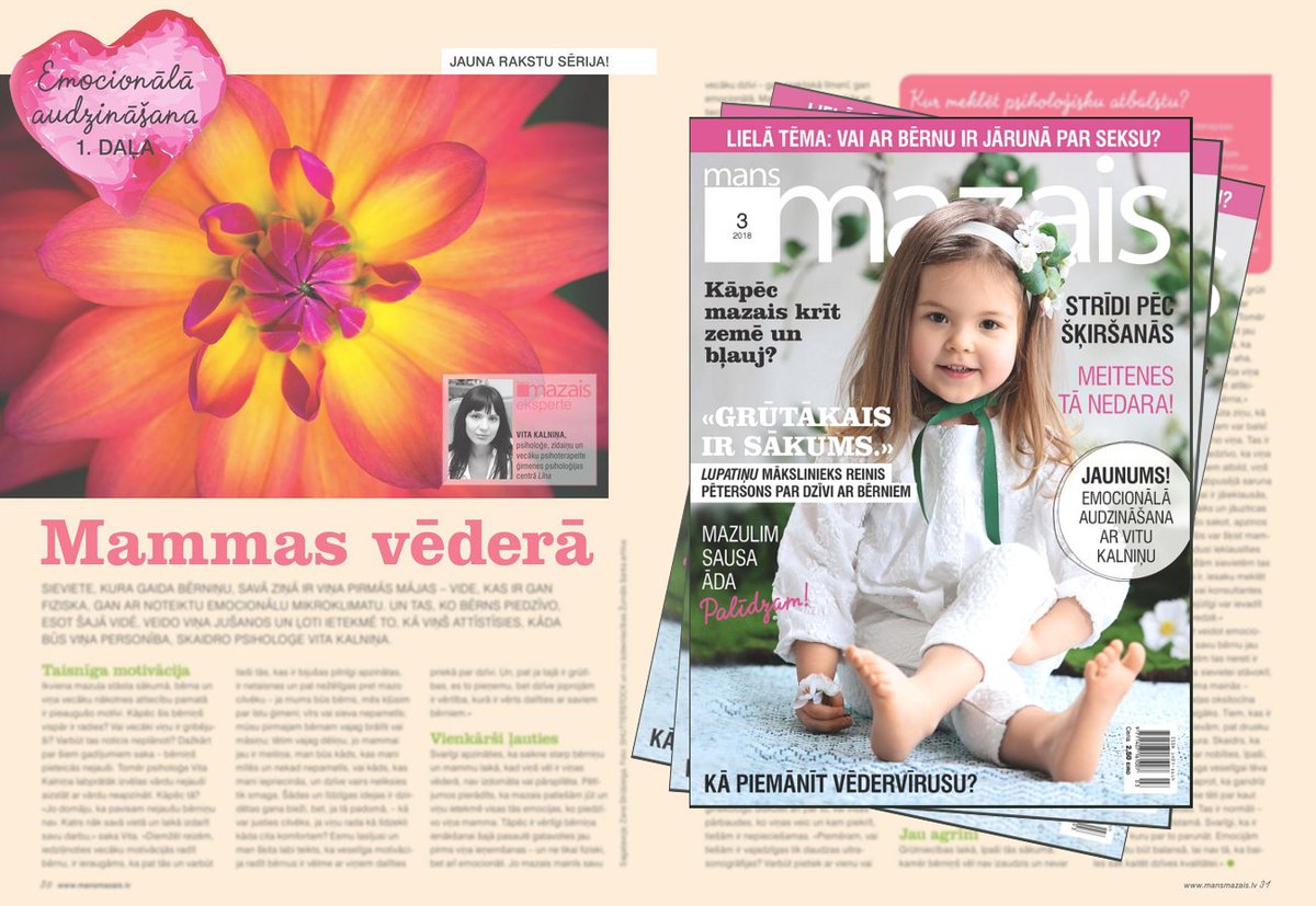 Zīdaiņu un vecāku psihoterapeite Vita Kalniņa: "Esmu lasījusi un man šķita labi teikts, ka veselīga motivācija radīt bērnus ir vēlme ar viņiem dalīties priekā par dzīvi." Rubrikas "Emocionālā audzināšana" 1. sērija <a href="/mansmazaislv/">Mans Mazais</a>  ow.ly/EHrw30iKKP3