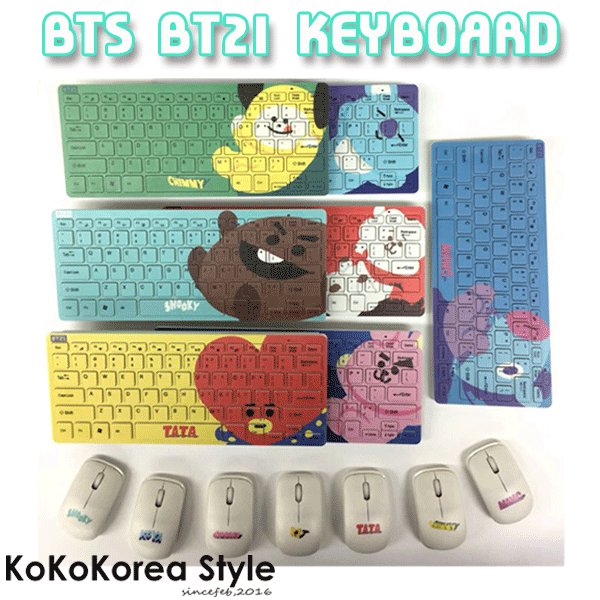 Kokokorea Bts 防弾少年団 Bt21 キャラクター ワイヤレスキーボード マウスセット T Co Rorr5ljebd