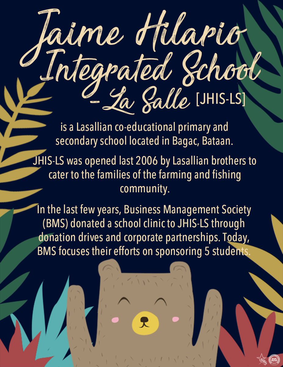 BMSUnplugged's tweet photo. We introduce our official beneficiary for this event! All proceeds will go to Jaime Hilario Integrated School - La Salle! Get to know a little more about them! And join us on March 17, 2018 to celebrate this event for them! πβ‘π
#OldSchoolMeetsNewWave
#StepIntoTheJungle https://t.co/Hjinr1gTlo