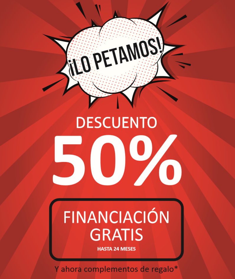 Factorydescans's tweet photo. FINANCIACIÓN GRATIS HASTA 24 MESES + 50% DE DESCUENTO + REGALOS en todas nuestras tiendas físicas.
En la web descuentos hasta el 55% ➡️ https://t.co/lu8VueDfYm
#Ofertas #Descuentos #FinanciaciónGratis #Outlet #Colchones #regalos #FactoryDescans https://t.co/Rn3Ku5uSsN