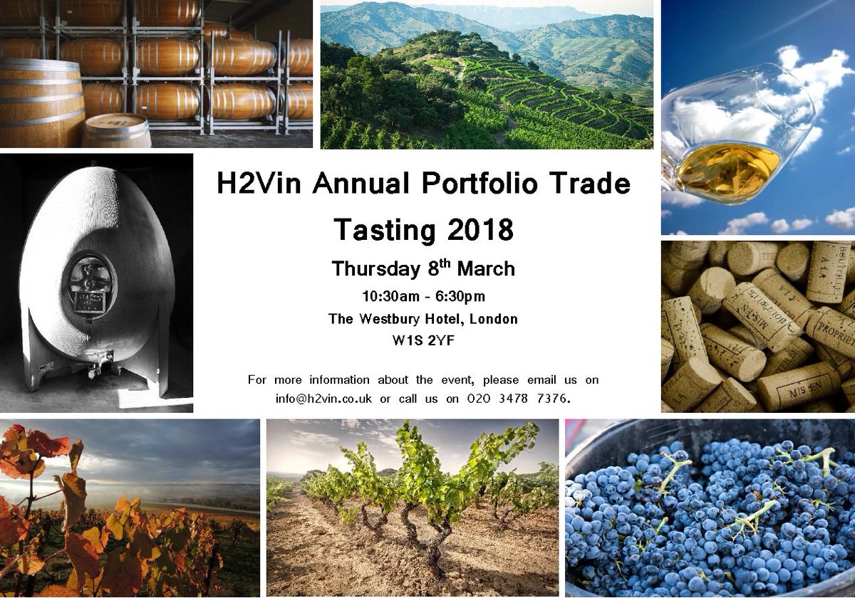Just 4 days to go until our Annual Trade Portfolio Tasting <a href="/WestburyMayfair/">The Westbury Mayfair</a> on Thursday 8th March - to register email us on info@h2vin.co.uk #TradeOnly #Wine #Trade #Tasting #H2Vin2018 #PortfolioTasting