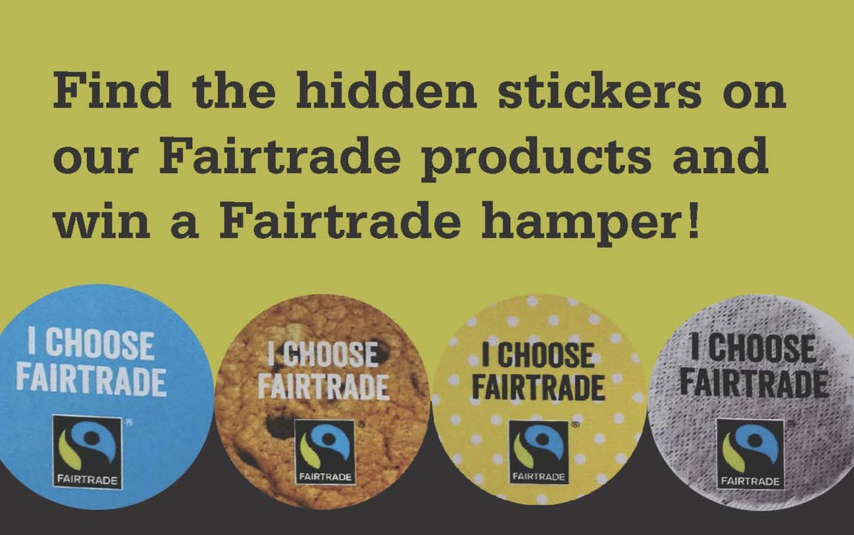 MMU_Food's tweet photo. Make sure you check your #Fairtrade items for a hidden sticker... you might be the lucky winner of a hamper! Good luck! #FairtradeFortnight https://t.co/Yk7p6qWPj5