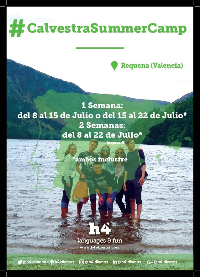 h4idiomas's tweet photo. ¿Te gusta la naturaleza?¿Quieres aprender inglés?¿Te apetece vivir una inmersión total en España?
CALVESTRA SUMMER CAMP
1 semana(8 al 15 julio o 15 al 22)
2 semanas(8 al 22 julio)
Pensión completa o media pensión
https://t.co/NOYGXxKL4P
#calvestra #h4idiomasyocio #aprendeinglés https://t.co/lDioRL907j