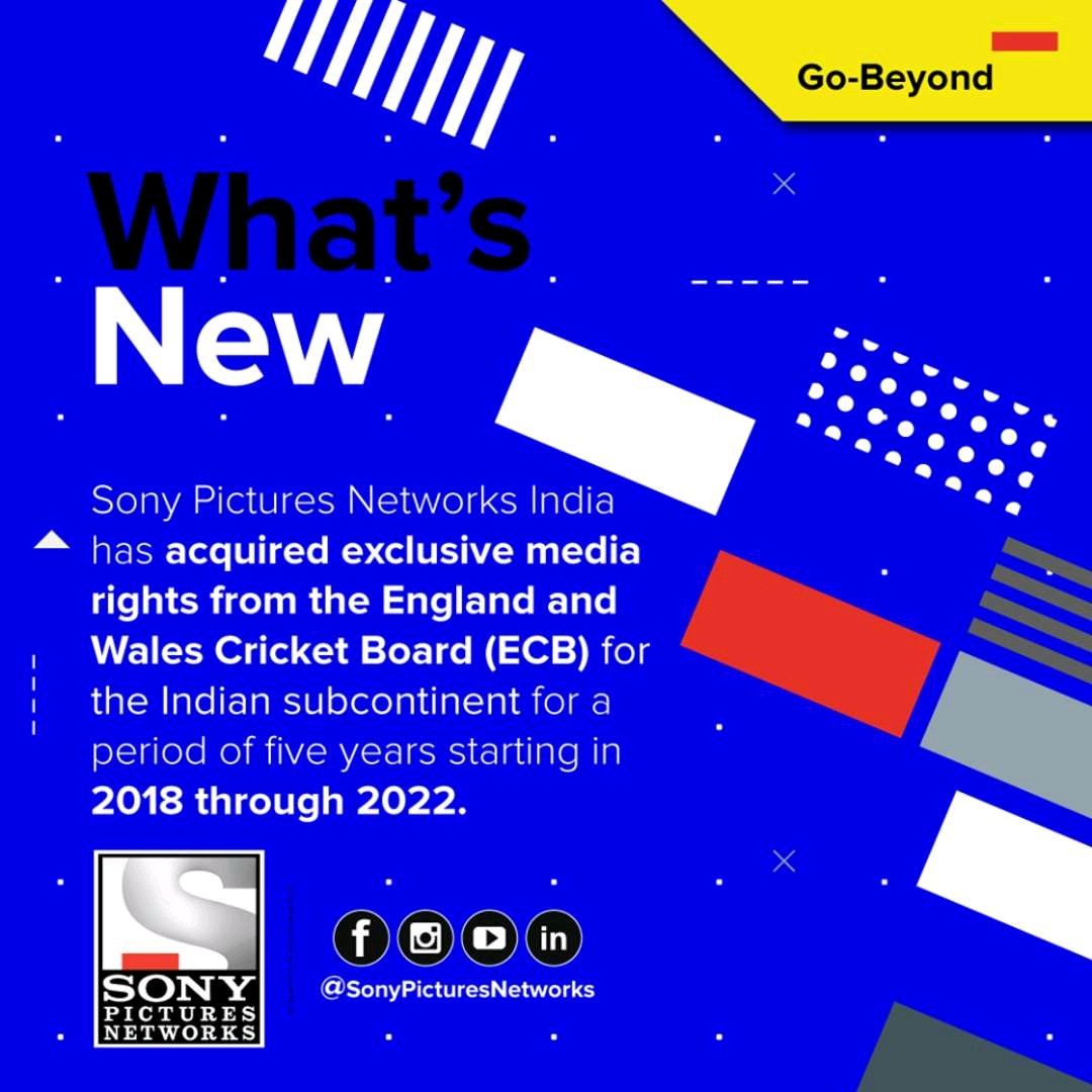 We are delighted to be associated with <a href="/ECB_cricket/">England and Wales Cricket Board</a> to be their broadcast partner for next half of the decade. #INDvENG tour coming soon on SPN from this July. Our next acquisition will be even much bigger as we close in to the revolutionary bcci rights which is 21 days away 🇮🇳