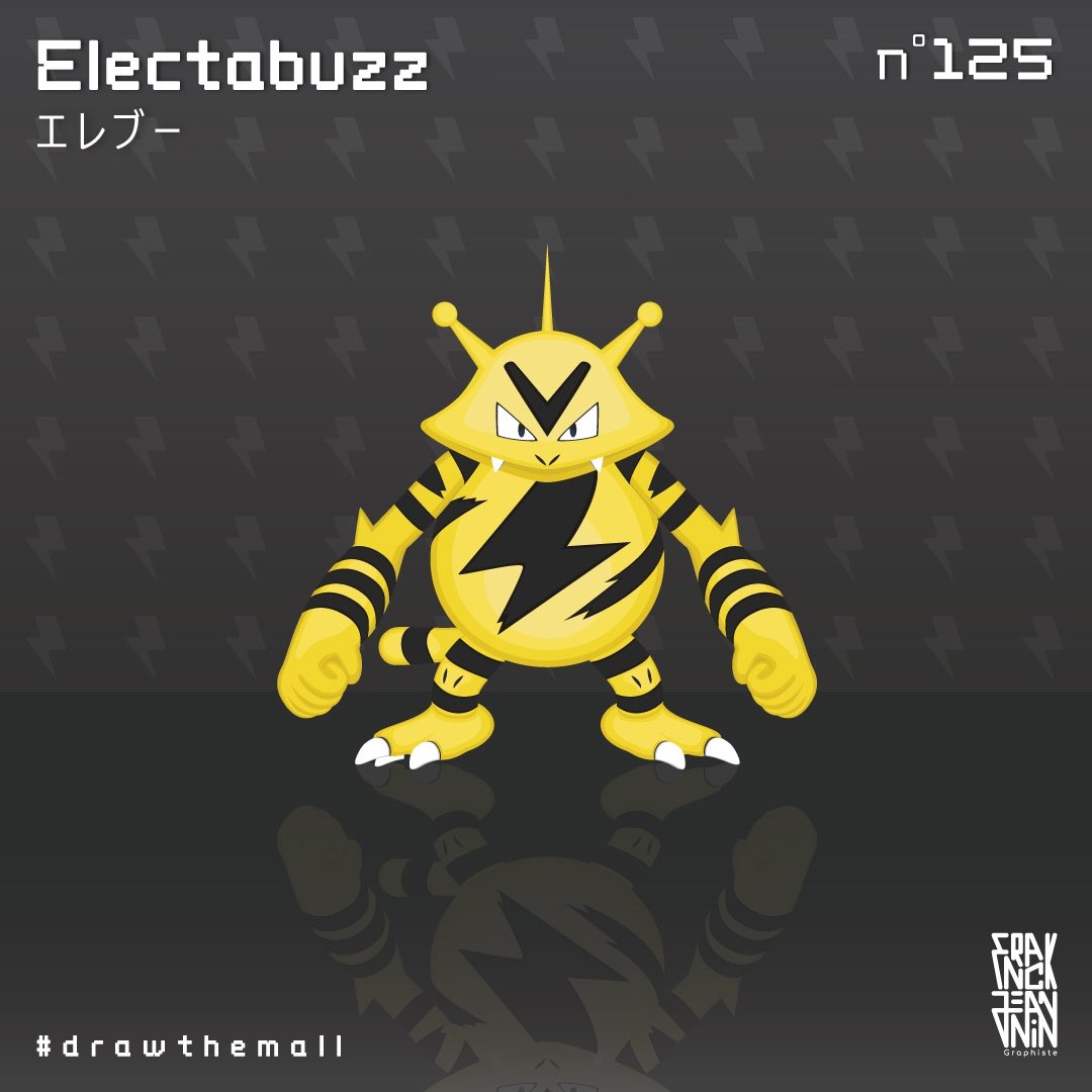 franck_jeannin's tweet photo. 125 of #151 
1 day 1 pokemon !  #electabuzz
#drawthemall #pokedexchallenge #pokemonillustration #pokemon #pokedex #pokemonvector #pokemonfan #pokemongo #pokemonart #graphisme #design #illustration 
#flat #flatdesign #graphicdesign #franckjeannin https://t.co/KqTksY7qc0