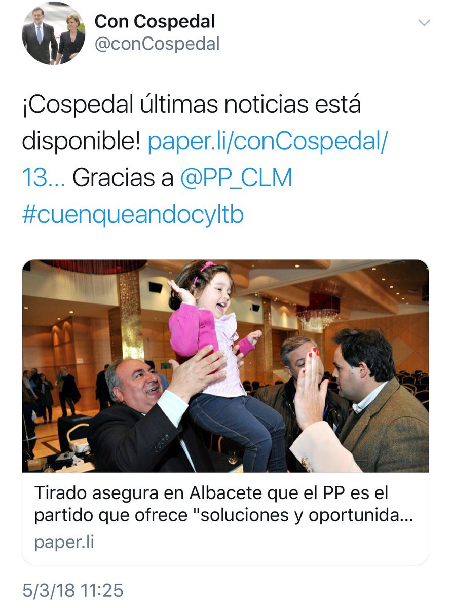 organizotuviaje's tweet photo. @cuenqueando Hasta Cospedal apoya el #cuenqueandoCyLTB https://t.co/yO5JMe0Rxs