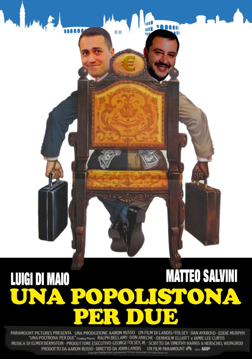 elezionicinema's tweet photo. Una popolistona per due, dal 4 marzo in sala #cinemavoto #elezioni #4marzo #ElezioniPolitiche2018 #elezioni2018 #risultatielettorali #photoshop #meme #fotoritocco #photoediting #LuigiDiMaio #M5S #Movimento5Stelle #MatteoSalvini #LegaNord #UnaPoltronaPerDue #TradingPlaces https://t.co/rd6exDb7i1