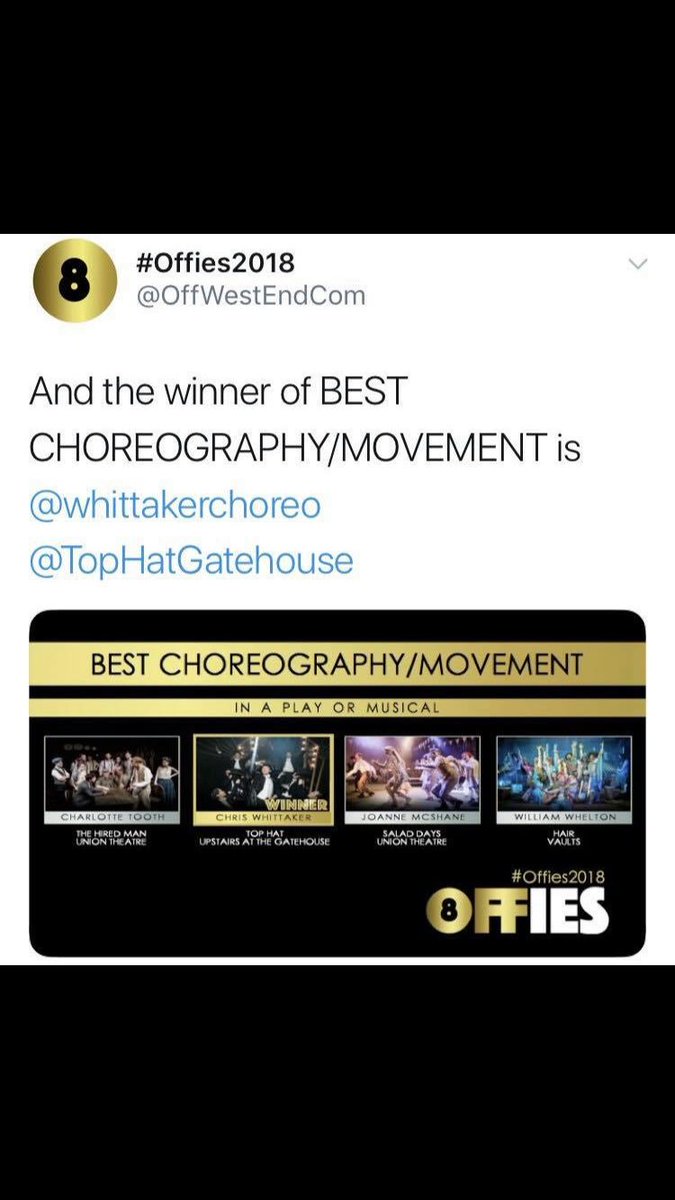 Our show only went and won an #Offies2018 award! #proud <a href="/OffWestEndCom/">OffWestEnd / Offies Awards</a> <a href="/whittakerchoreo/">Chris Whittaker</a> <a href="/susannah_owen/">Susannah Owen</a>