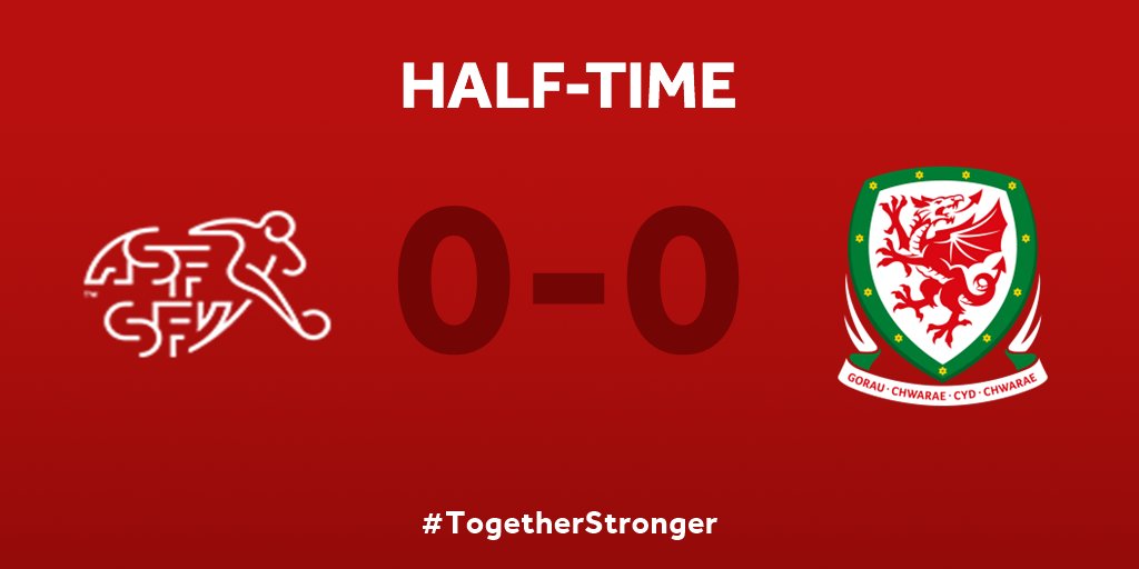 🇨🇭 0-0 🏴󠁧󠁢󠁷󠁬󠁳󠁿 #CyprusCup Half Time. Strong half for Wales, a number of chances against a strong Swiss side. Hanner amser. Ddi-gôl ond Cymru yn cael cyfleoedd. 📺 bit.ly/SUIWALTV #TogetherStronger