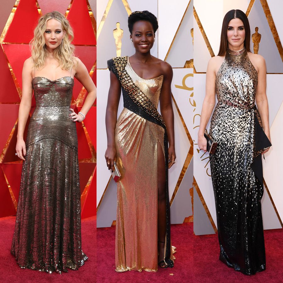 BritishVogue's tweet photo. Sequins and chainmail: welcome to the #Oscars 2018 superwoman uniform: https://t.co/afxSqvpbAj https://t.co/Gq6ezU5yuq