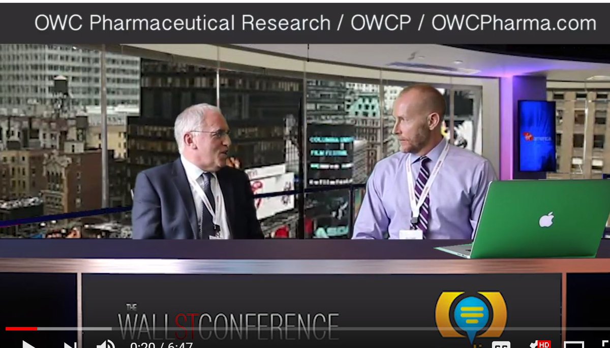 OWCPharma's tweet photo. Interview from CEO Live at the 2018 Wall St Conference 
with Mike Elliott of CEO Live and 
Dr. Stanley Hirsch Chairman of OWC Pharmaceutical Research Corp $OWCP

https://t.co/35DwfEgMmA 

#MedicalMarijuana #MedicalCannabis https://t.co/byyRrEBszS