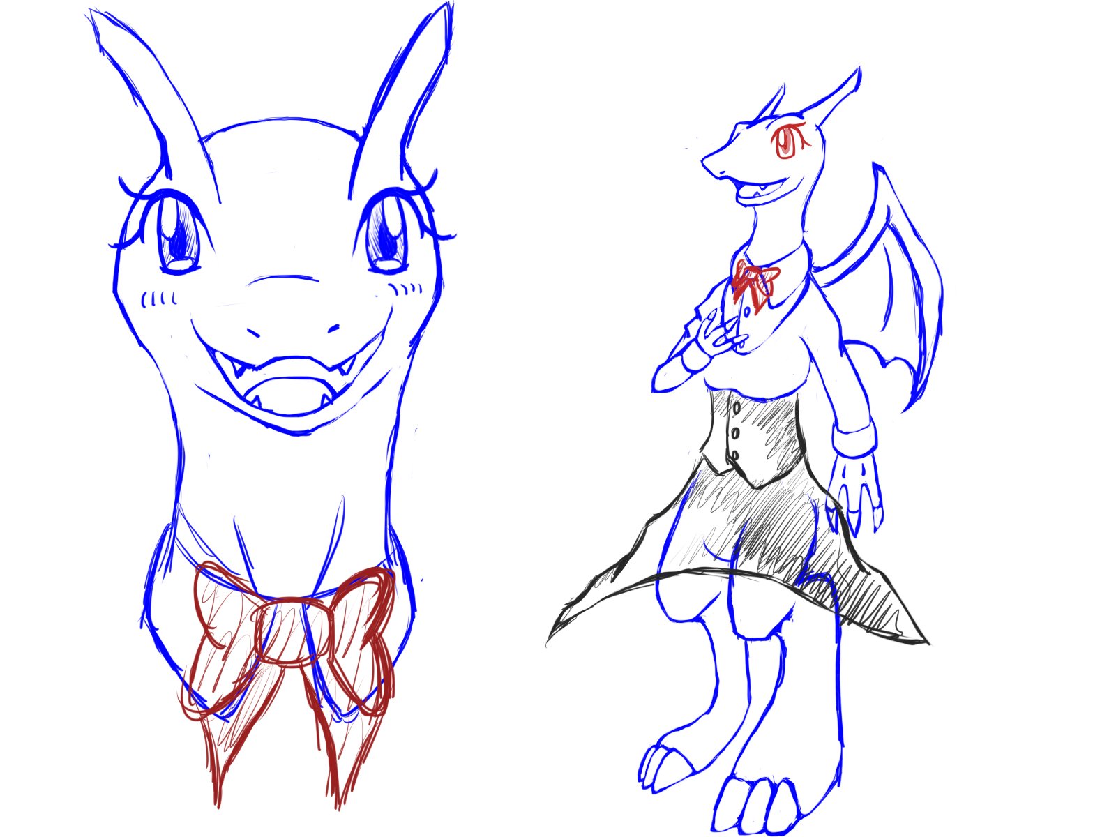 平凡零式 今日はメイドリザードンを描いてみた リザードマンな体格になっているのはクルシュ ルールーばっかり描いていたのでリザードンにも似合うかなと思い 描いてみました まつ毛もクルシュに影響されています T Co Dk6cvittsi Twitter