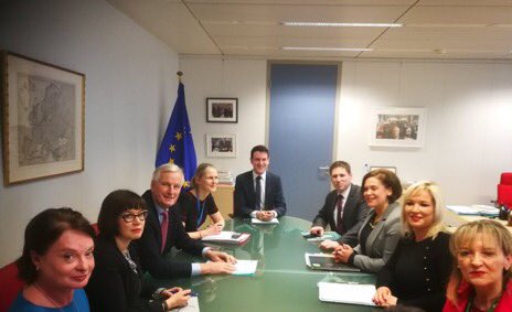 dfertl's tweet photo. In Brussels, @MaryLouMcDonald & @moneillsf “confident that @MichelBarnier gets it ... there cannot be a withdrawal agreement in the absence of a solution to the Irish question”. Good Friday Agreement must be protected in all of its parts. #Brexit #SFleaders https://t.co/4WWIsoTI2X