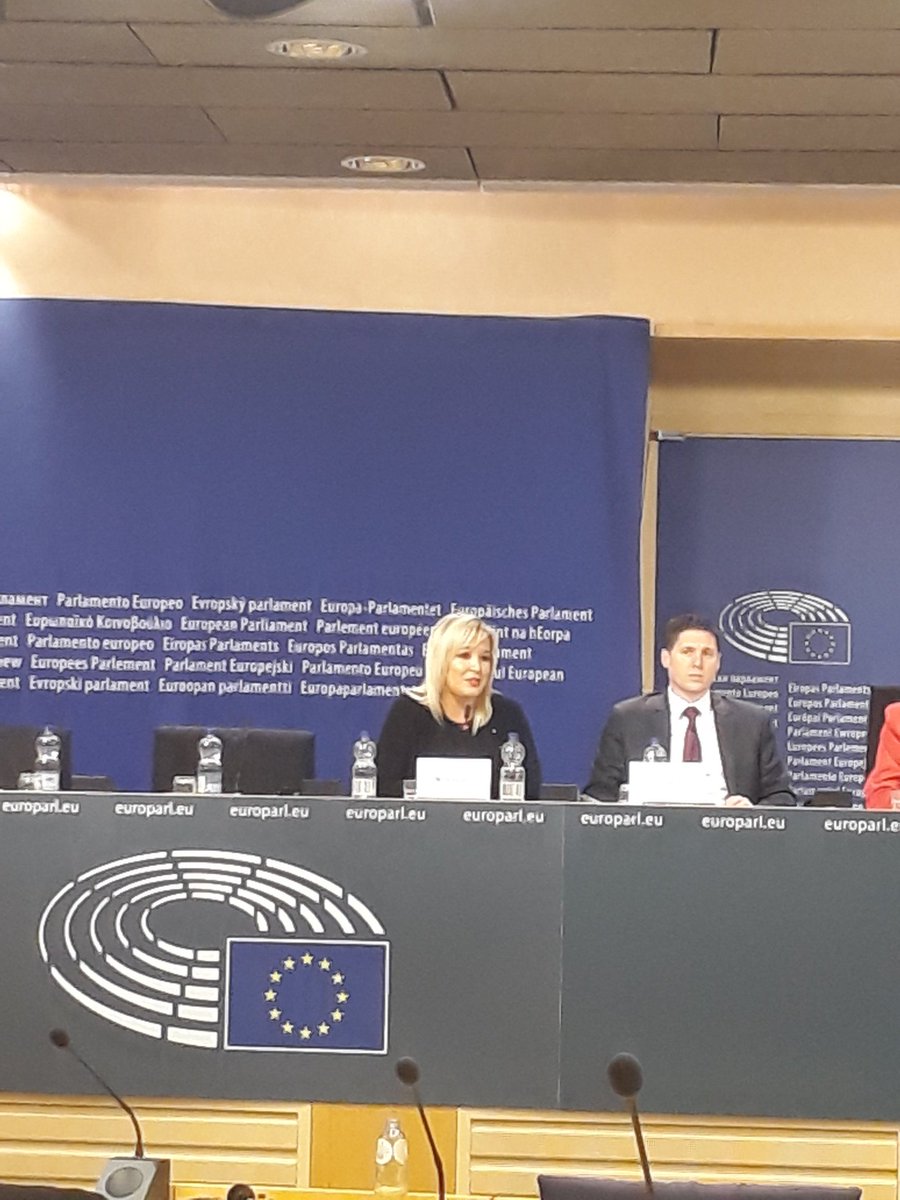 Breandn's tweet photo. @moneillsf in Brussels making the case for the north of Ireland to remain in the customs union in order to protect the good Friday agreement #SFleaders #SFleadership #Brexit https://t.co/07Zjo3Bc5n