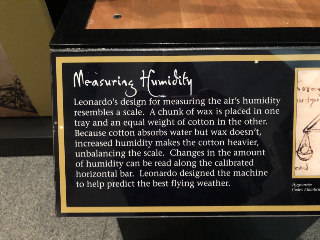 This is da Vinci’s idea of measuring humidity! I think the cotton side may be pretty heavy today! 🤔 What do you think @KBTXMax?? @KBTXNews @Bush41Library #MachinesInMotion