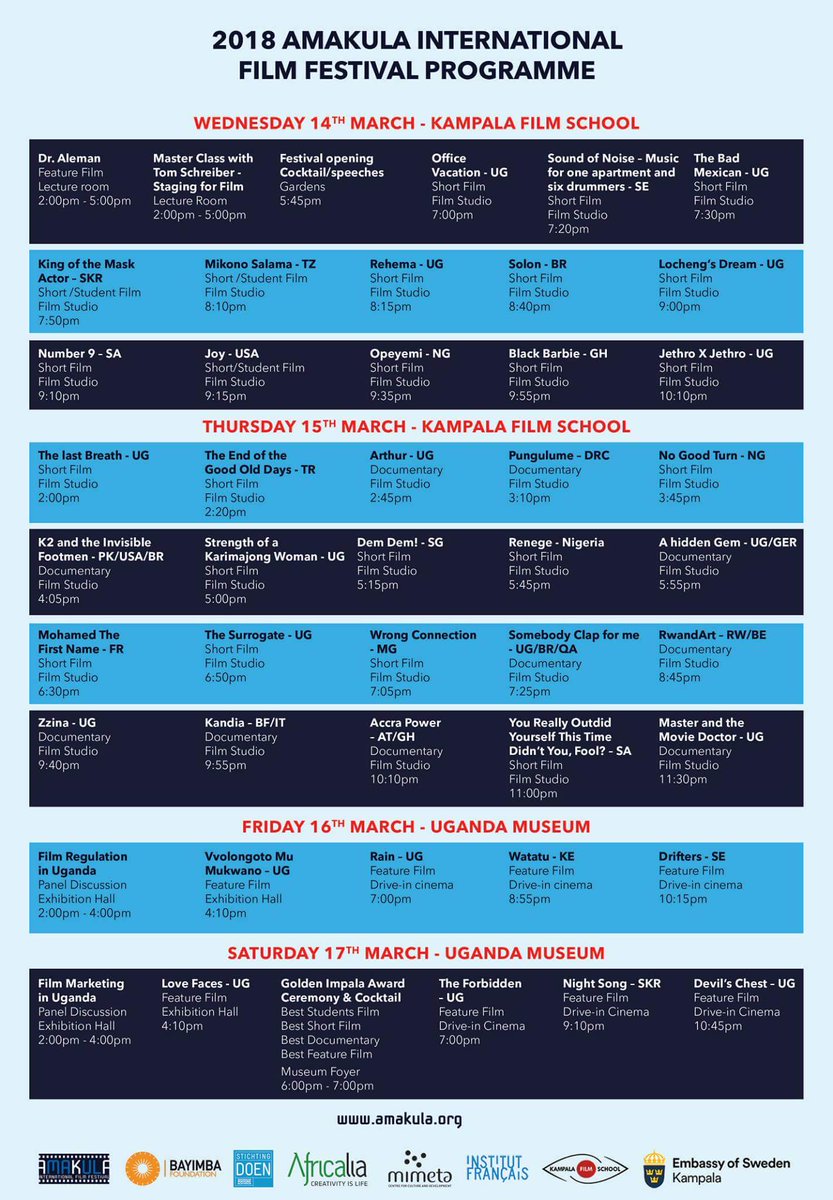 usamamukwaya's tweet photo. My films Rehema and Love Faces are in the official selection of this year's #Amakula2018. Great news. https://t.co/b3Mobah66O