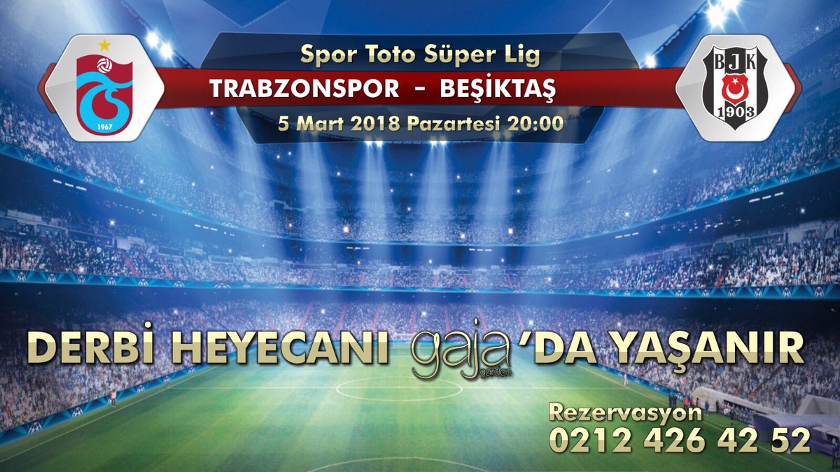 Dev derbinin heyecanını doyasıya yaşamak için hemen yerinizi ayırtın! Derbi #gajagarden da izlenir! #derbi #beşiktaş #trabzon #süperlig