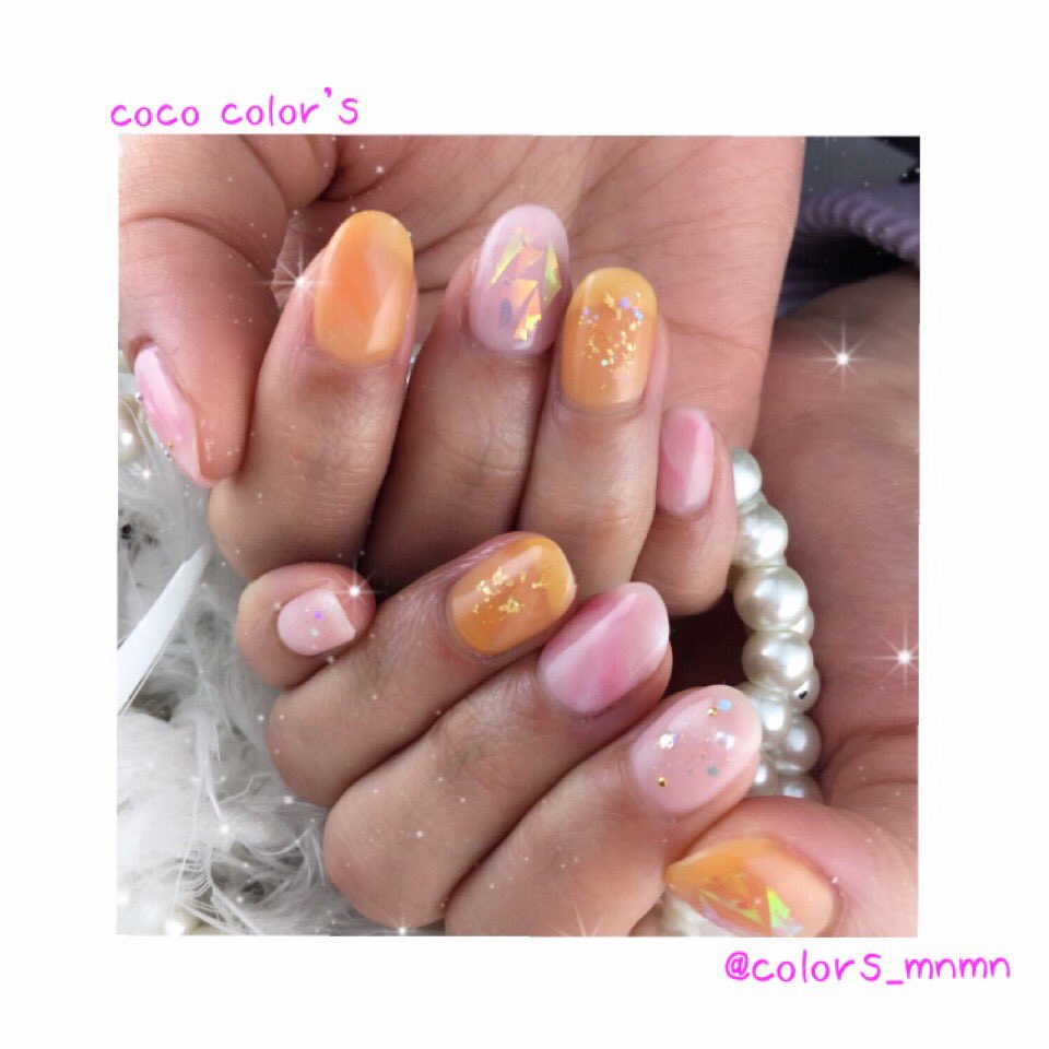 Color Sやまざき A Twitter 声優の根本流風ちゃん Neeeruuu のネイル を担当させていただきました オレンジとピンクベースの春ネイルです いつもありがとうございますヽ W ﾉ Nail