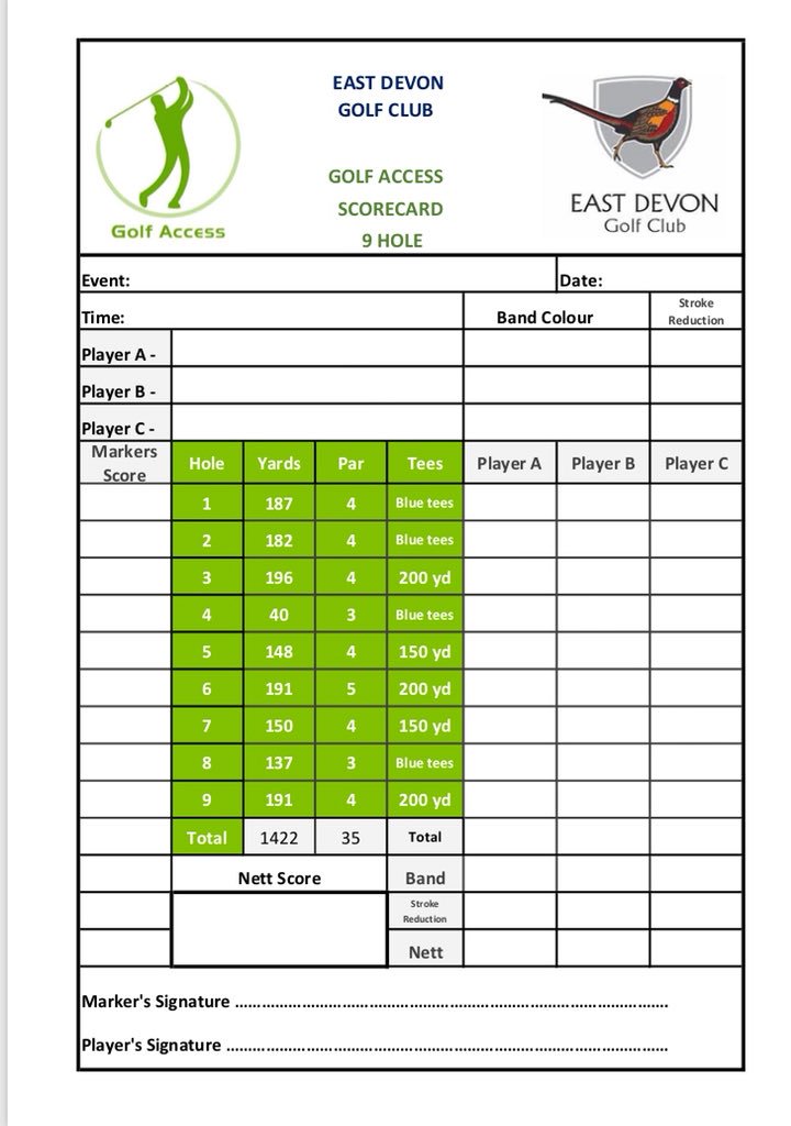 GolfAccessprogm's tweet photo. The 6 and 9 hole Golf Access courses at @EastDevonGC have been measured and the GolfAccess launch pack will arrive at @EastDevonGolf Club at the end of the week! https://t.co/DUNz75Dbyw