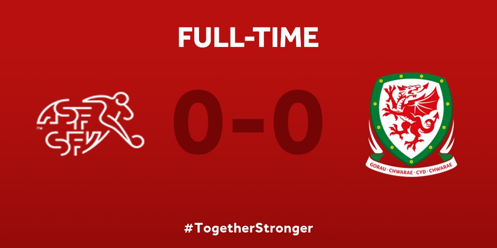 🇨🇭 0-0 🏴󠁧󠁢󠁷󠁬󠁳󠁿 #CyprusCup Full time. A great Welsh performance against a much higher ranked Swiss side. Perfformiad gwych yn erbyn tîm cryf y Swistir. #TogetherStronger