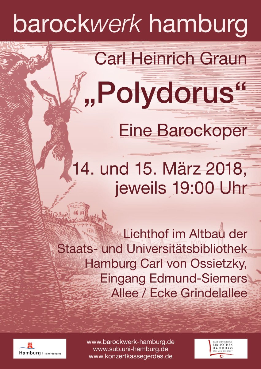 StabiHH's tweet photo. Das für seine außergewöhnlichen Programme bekannte Ensemble #barockwerk #hamburg setzt die Konzertreihe im Lichthof der Stabi mit der Erstwiederaufführung der Oper #Polydorus von Carl Heinrich #Graun fort. (14./15.3., 19h) https://t.co/KlCp38yJTH /mt https://t.co/YaI14bvbxZ