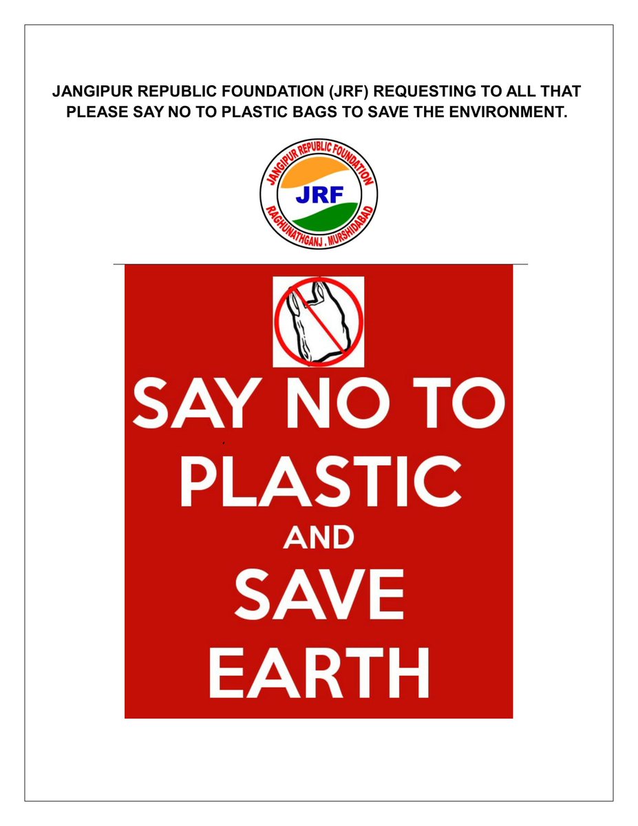 jrfsolution's tweet image. SAY NO TO PLASTIC, SAVE THE ENVIRONMENT.